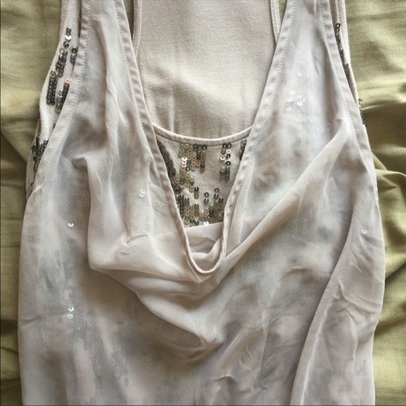 GUESS Sequin Cowl Neck Chiffon Embellished Blouse - Picture 12 of 12